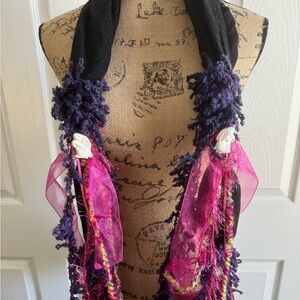 NWOT Handcrafted Scarf in Black with Bling